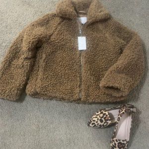 A New Day Tan Faux Fur Bomber Jacket